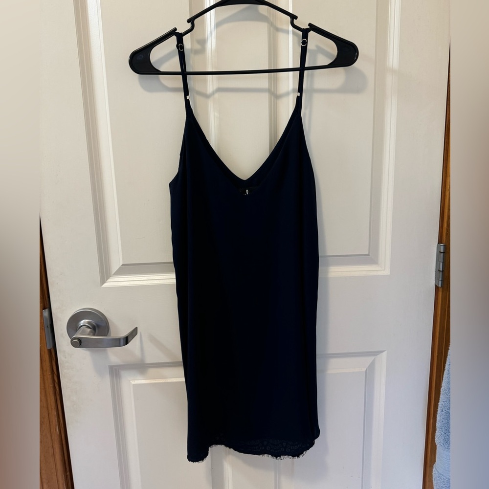 Lulus Small navy dress with black lace bottom